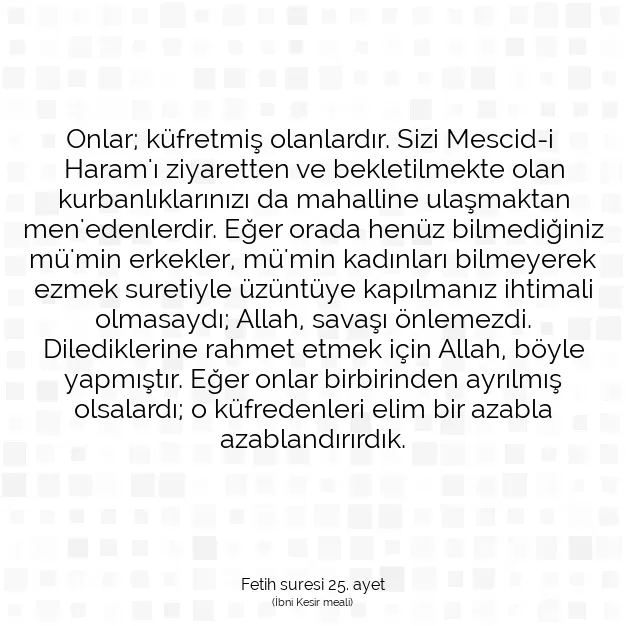 Ayetbul | Kuran Mealleri | Quran | Fetih suresi 25. ayet