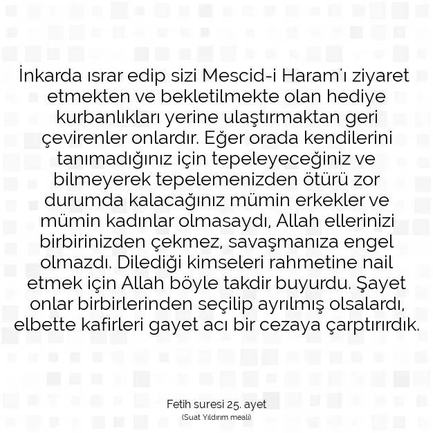 Ayetbul | Kuran Mealleri | Quran | Fetih suresi 25. ayet