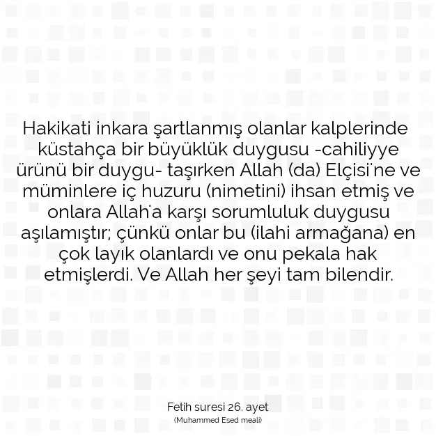 Ayetbul | Kuran Mealleri | Quran | Fetih suresi 26. ayet