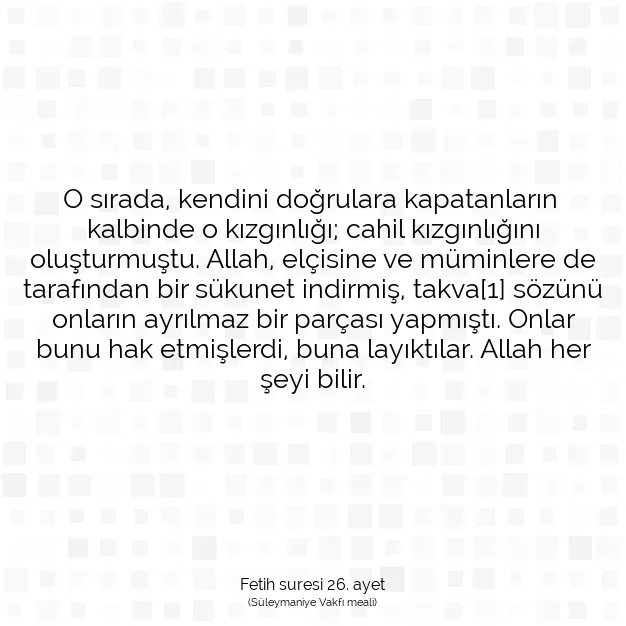 Ayetbul | Kuran Mealleri | Quran | Fetih suresi 26. ayet