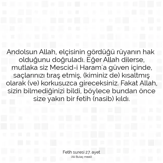 Ayetbul | Kuran Mealleri | Quran | Fetih suresi 27. ayet