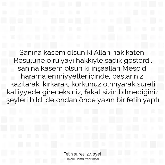 Ayetbul | Kuran Mealleri | Quran | Fetih suresi 27. ayet