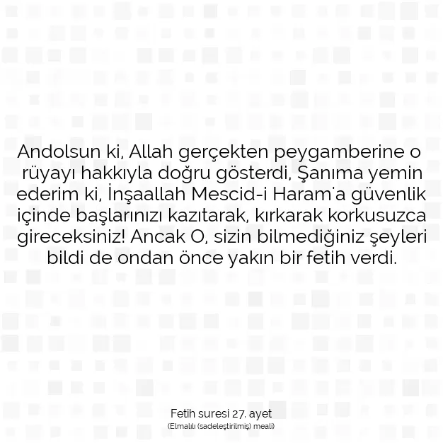 Ayetbul | Kuran Mealleri | Quran | Fetih suresi 27. ayet