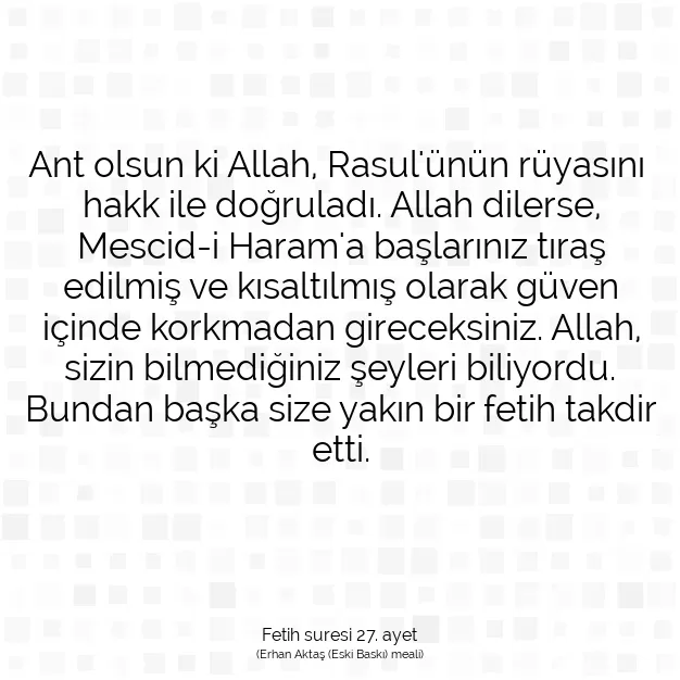 Ayetbul | Kuran Mealleri | Quran | Fetih suresi 27. ayet