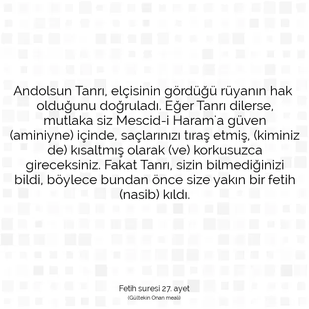 Ayetbul | Kuran Mealleri | Quran | Fetih suresi 27. ayet