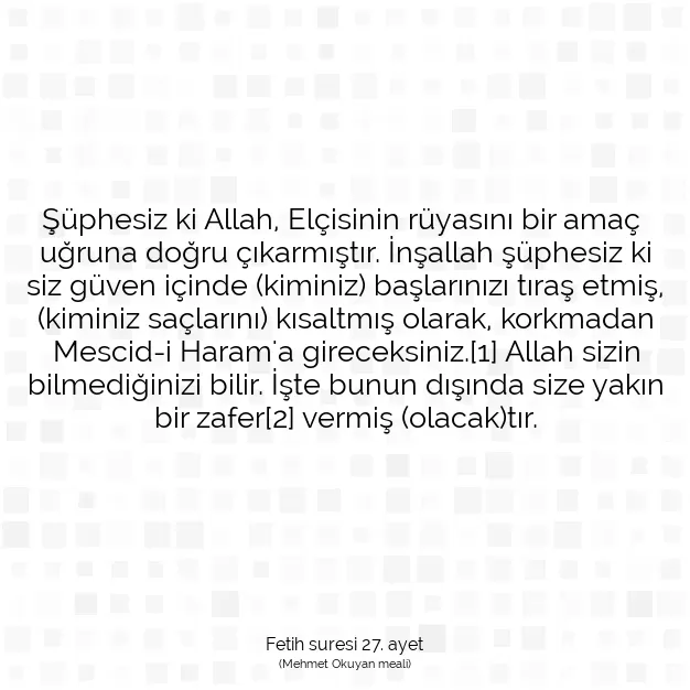 Ayetbul | Kuran Mealleri | Quran | Fetih suresi 27. ayet