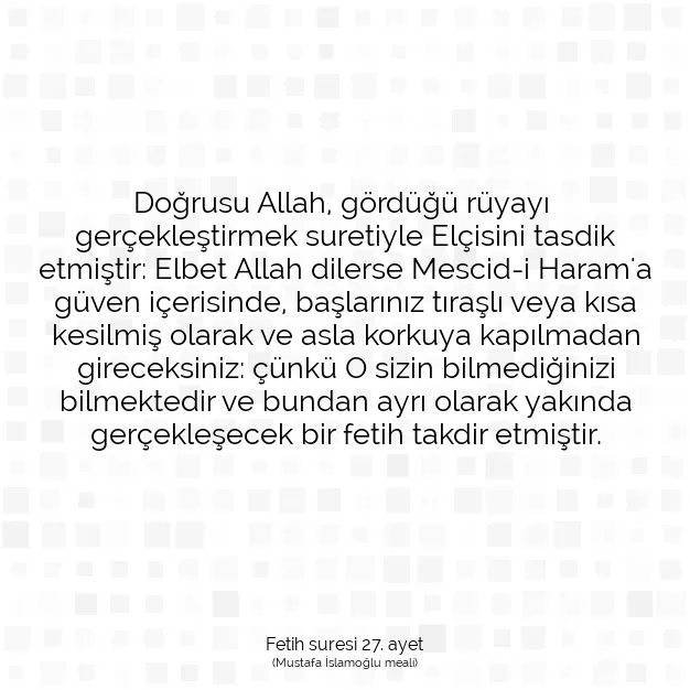 Ayetbul | Kuran Mealleri | Quran | Fetih suresi 27. ayet