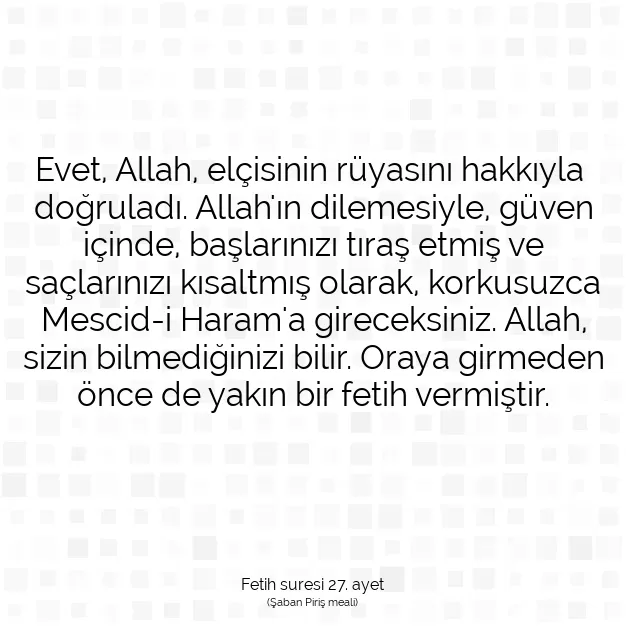 Ayetbul | Kuran Mealleri | Quran | Fetih suresi 27. ayet