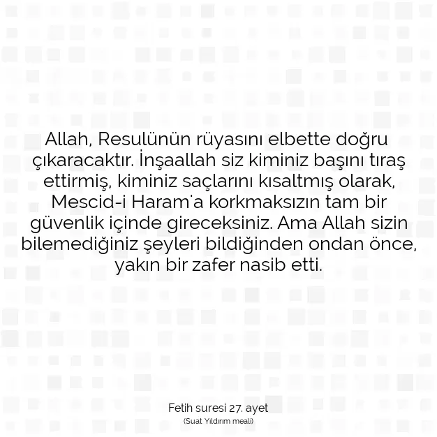 Ayetbul | Kuran Mealleri | Quran | Fetih suresi 27. ayet