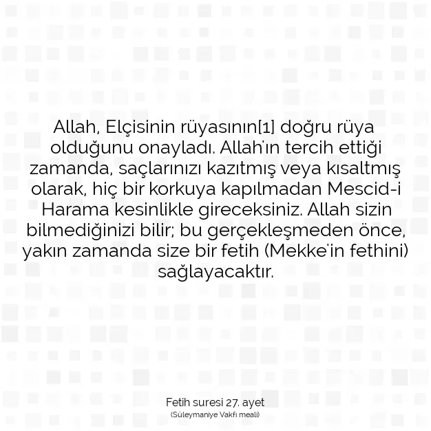 Ayetbul | Kuran Mealleri | Quran | Fetih suresi 27. ayet