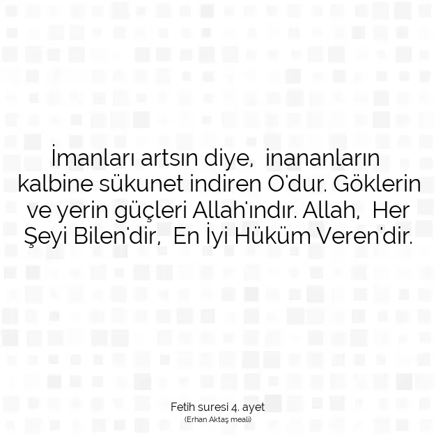 Ayetbul | Kuran Mealleri | Quran | Fetih suresi 4. ayet