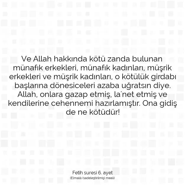 Ayetbul | Kuran Mealleri | Quran | Fetih suresi 6. ayet