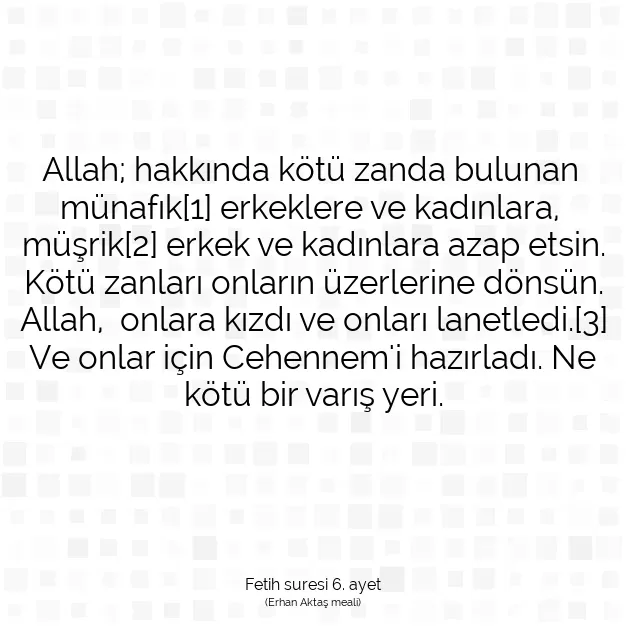 Ayetbul | Kuran Mealleri | Quran | Fetih suresi 6. ayet