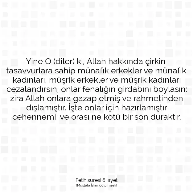 Ayetbul | Kuran Mealleri | Quran | Fetih suresi 6. ayet