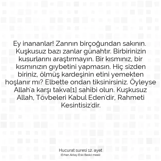 Ayetbul | Kuran Mealleri | Quran | Hucurat suresi 12. ayet