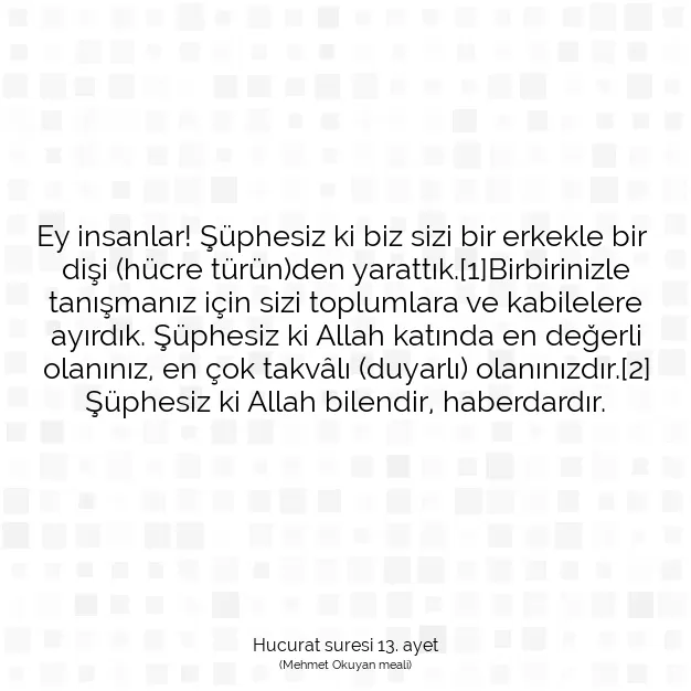 Ayetbul | Kuran Mealleri | Quran | Hucurat suresi 13. ayet