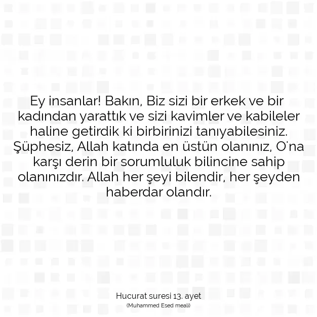 Ayetbul | Kuran Mealleri | Quran | Hucurat suresi 13. ayet