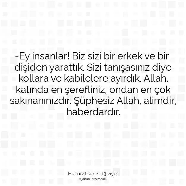 Ayetbul | Kuran Mealleri | Quran | Hucurat suresi 13. ayet