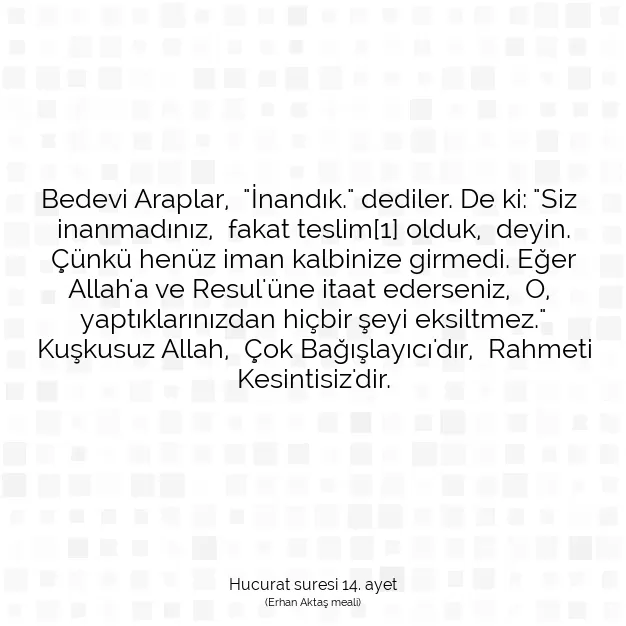 Ayetbul | Kuran Mealleri | Quran | Hucurat suresi 14. ayet