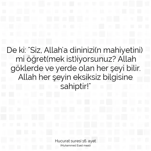 Ayetbul | Kuran Mealleri | Quran | Hucurat suresi 16. ayet