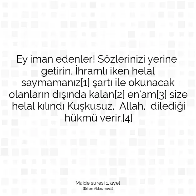 Ayetbul | Kuran Mealleri | Quran | Maide suresi 1. ayet