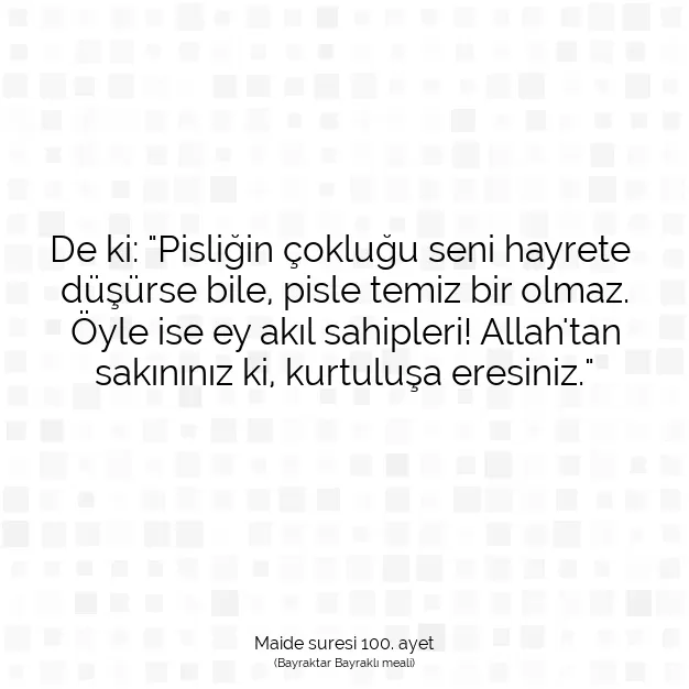 Ayetbul | Kuran Mealleri | Quran | Maide suresi 100. ayet