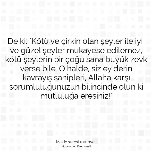 Ayetbul | Kuran Mealleri | Quran | Maide suresi 100. ayet