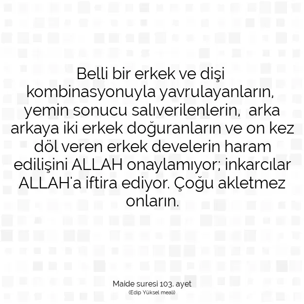 Ayetbul | Kuran Mealleri | Quran | Maide suresi 103. ayet