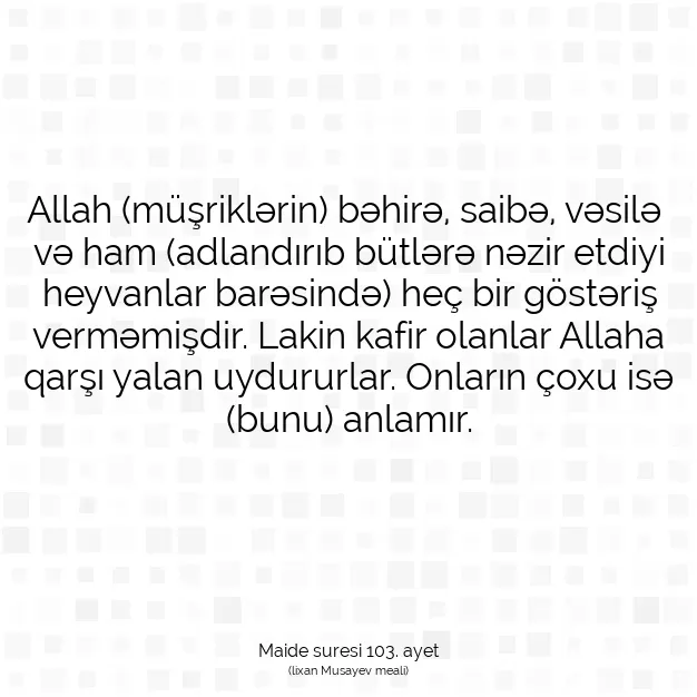 Ayetbul | Kuran Mealleri | Quran | Maide suresi 103. ayet