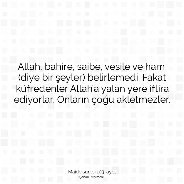 Ayetbul | Kuran Mealleri | Quran | Maide suresi 103. ayet