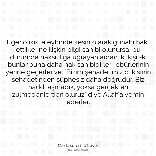 Ayetbul | Kuran Mealleri | Quran | Maide suresi 107. ayet