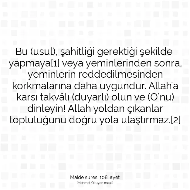 Ayetbul | Kuran Mealleri | Quran | Maide suresi 108. ayet