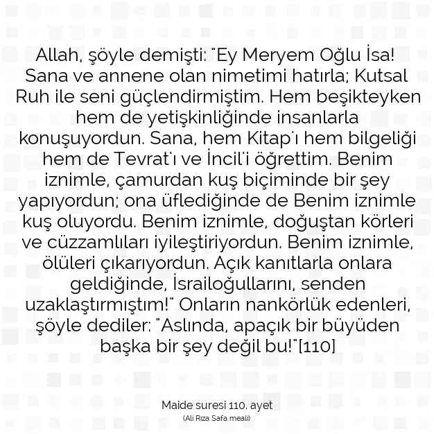 Ayetbul | Kuran Mealleri | Quran | Maide suresi 110. ayet