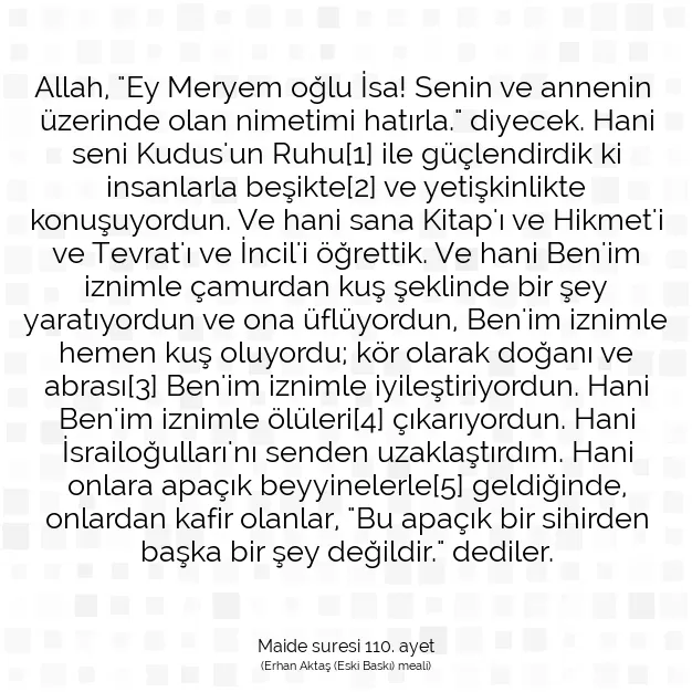 Ayetbul | Kuran Mealleri | Quran | Maide suresi 110. ayet