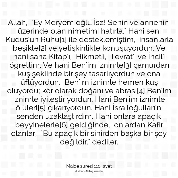 Ayetbul | Kuran Mealleri | Quran | Maide suresi 110. ayet