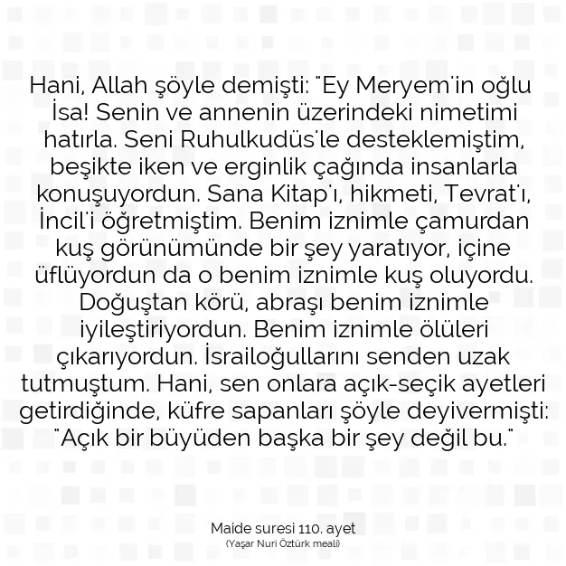 Ayetbul | Kuran Mealleri | Quran | Maide suresi 110. ayet