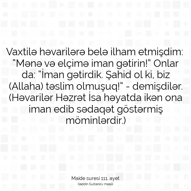 Ayetbul | Kuran Mealleri | Quran | Maide suresi 111. ayet