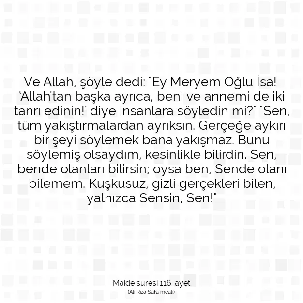 Ayetbul | Kuran Mealleri | Quran | Maide suresi 116. ayet