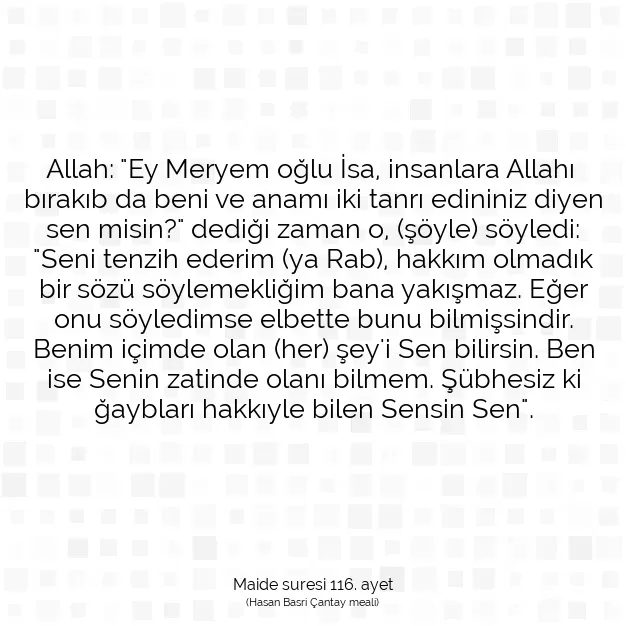 Ayetbul | Kuran Mealleri | Quran | Maide suresi 116. ayet