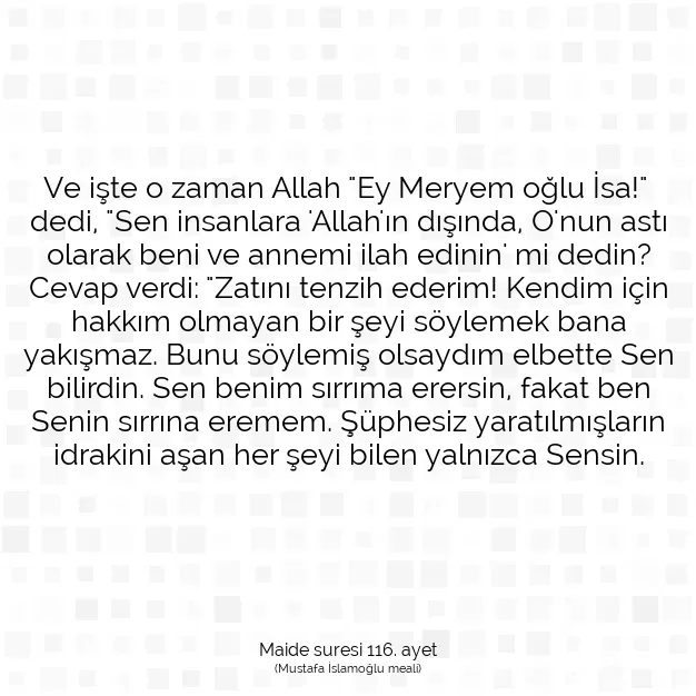 Ayetbul | Kuran Mealleri | Quran | Maide suresi 116. ayet