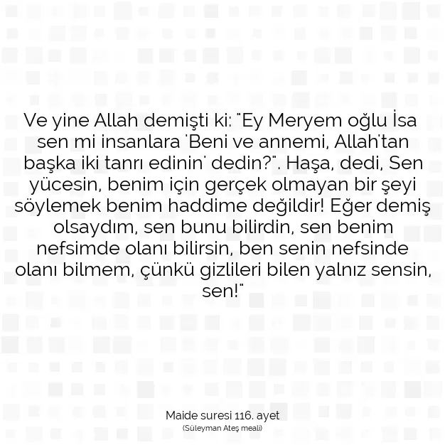 Ayetbul | Kuran Mealleri | Quran | Maide suresi 116. ayet