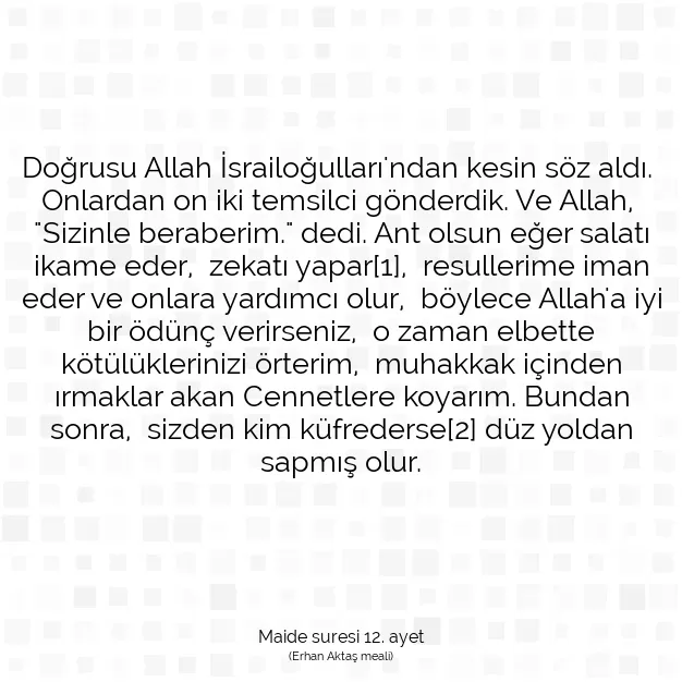 Ayetbul | Kuran Mealleri | Quran | Maide suresi 12. ayet