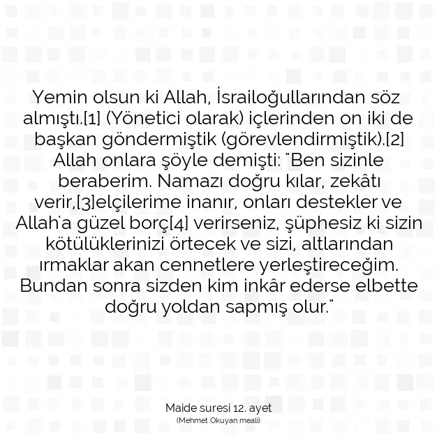 Ayetbul | Kuran Mealleri | Quran | Maide suresi 12. ayet