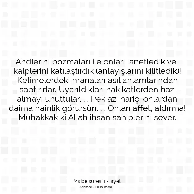 Ayetbul | Kuran Mealleri | Quran | Maide suresi 13. ayet