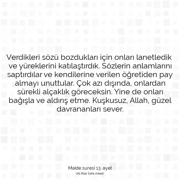 Ayetbul | Kuran Mealleri | Quran | Maide suresi 13. ayet