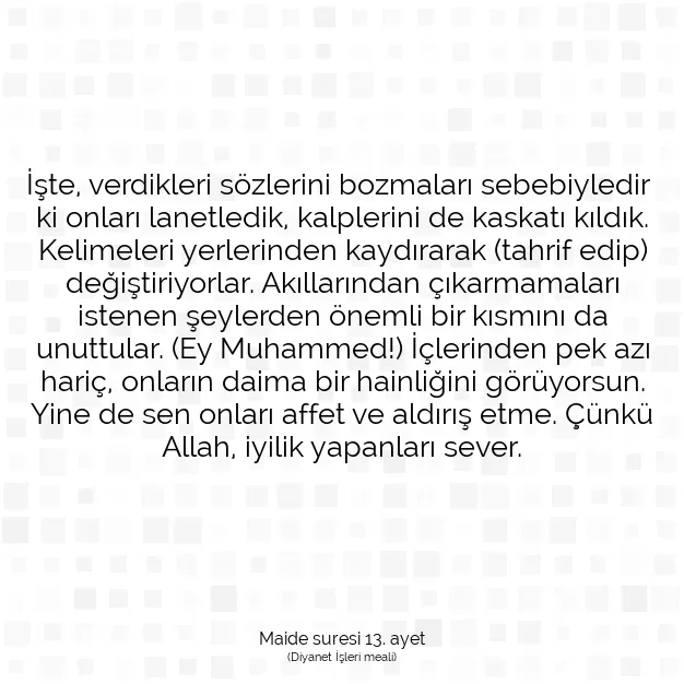 Ayetbul | Kuran Mealleri | Quran | Maide suresi 13. ayet