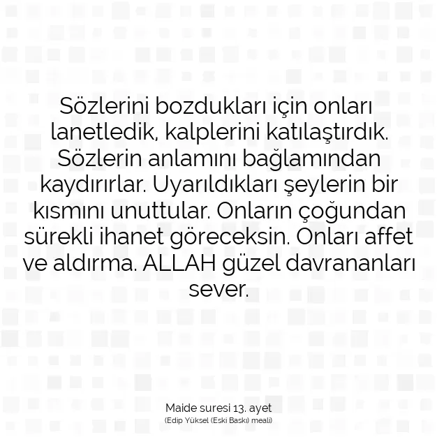 Ayetbul | Kuran Mealleri | Quran | Maide suresi 13. ayet