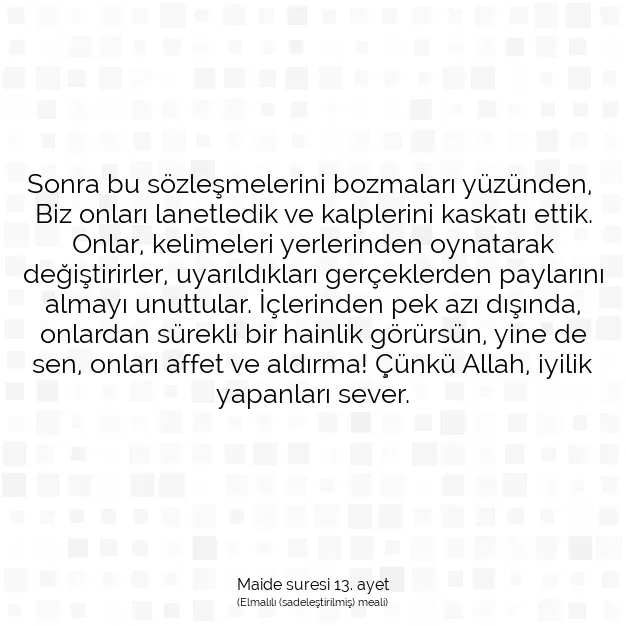 Ayetbul | Kuran Mealleri | Quran | Maide suresi 13. ayet