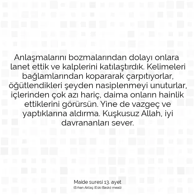 Ayetbul | Kuran Mealleri | Quran | Maide suresi 13. ayet