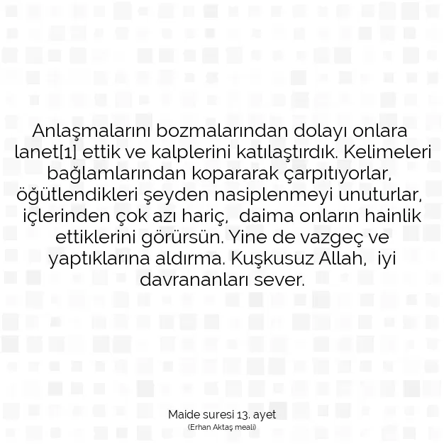 Ayetbul | Kuran Mealleri | Quran | Maide suresi 13. ayet